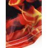 Halloween Skull Fire Flame 3D Print Long Sleeve T Shirt - multicolor M