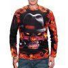 T-shirt d'Halloween à Imprimé 3D Crâne en Feu à Manches Longues - multicolor XL
