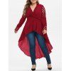 Blouse Haute Basse Tordue en Avant de Grande Taille - Rouge 5X