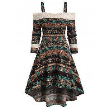 Knitted Tribal Print Cold Shou