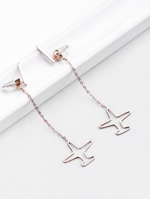 Boucles d'Oreilles Pendantes Evidées en Forme d'Avion - d'or 