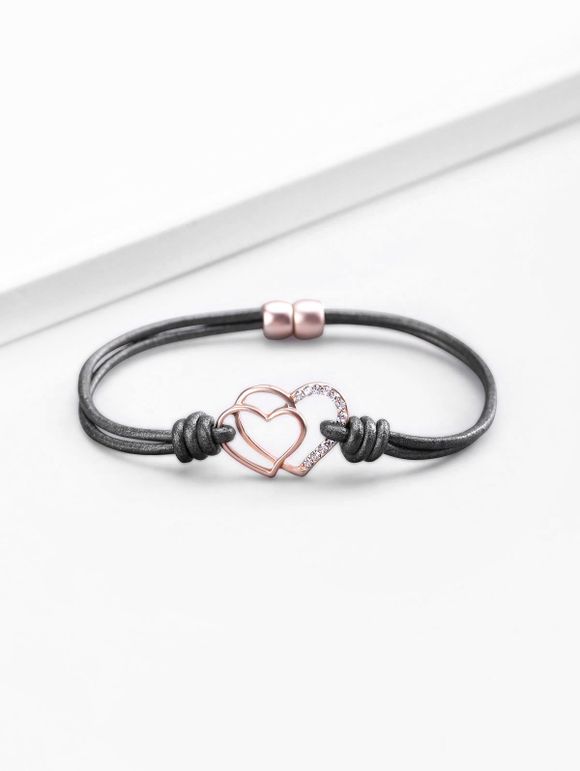 Bracelet en Forme de Cœur avec Strass - d'or 