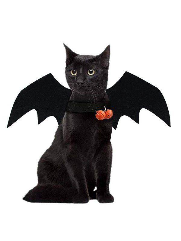 Pet Cat Clothes Halloween Bat Shape Wings - BLACK