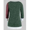 Plus Size Two Tone Twist Sweater and Tank Top Set - SEA TURTLE GREEN 5X