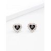 Boucles d'Oreilles en Forme de Cœur en Email Plaqué - Noir 