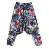 Pantalon Sarouel Décontracté Jointif Imprimé Partout - Bleu profond 3XL