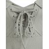Plain Lace Up Cami Dress O Ring Ribbed Knit Solid Color Fit and Flare A Line Dress - DARK SEA GREEN XL