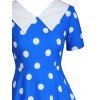 Flat Collar Polka Dot 1950s Dress - DEEP BLUE S