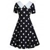 Flat Collar Polka Dot 1950s Dress - WHITE L