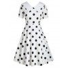 Flat Collar Polka Dot 1950s Dress - BLACK M