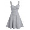 Robe Ligne A à Bretelle Plissée Simple en Tricot - Gris 2XL