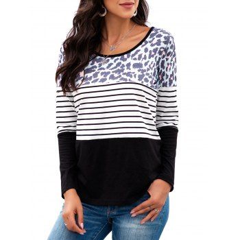 

Leopard Striped Long Sleeve T-shirt, Black