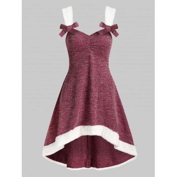 

Faux Fur Insert High Low Sweater Dress, Red wine