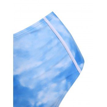 Kaufen Sky Tie Dye Cross High Waisted Cutout Tankini Swimwear. Bild
