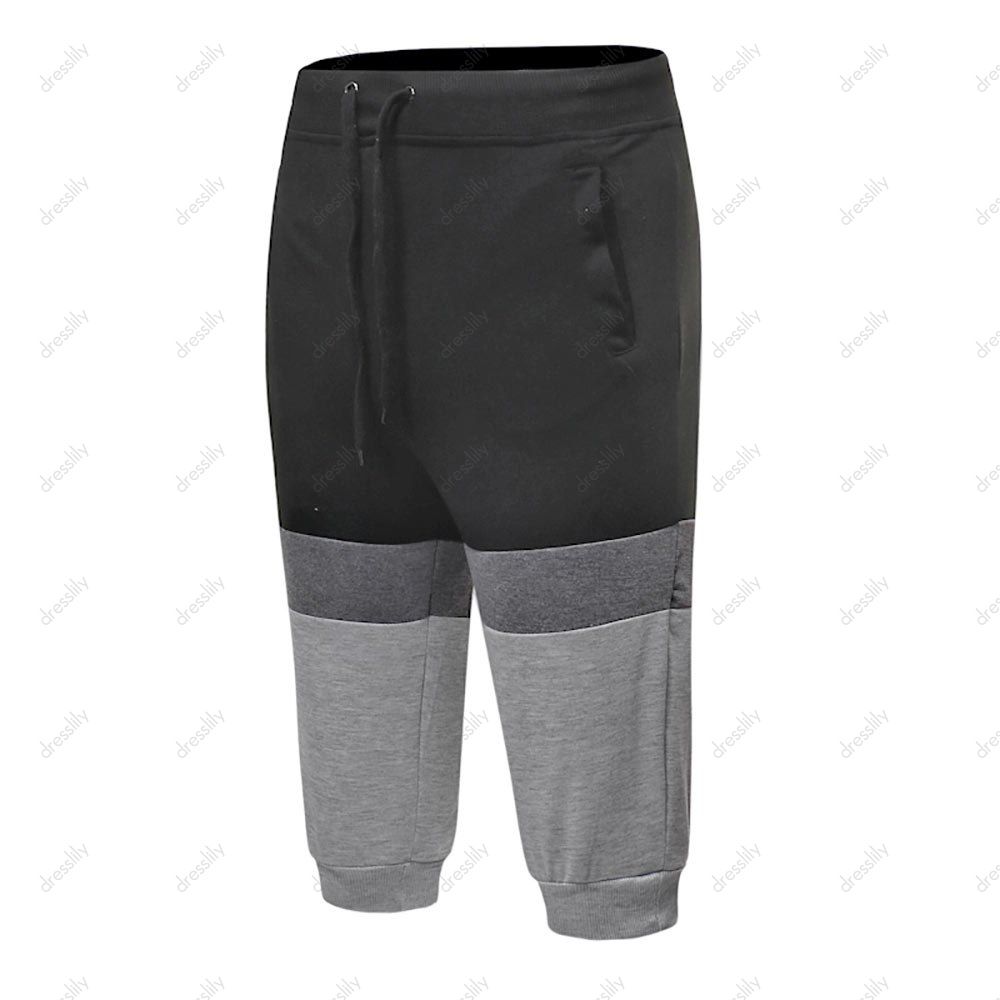 [35 OFF] 2020 Colorblock Panel Drawstring Jogger Shorts In BLACK