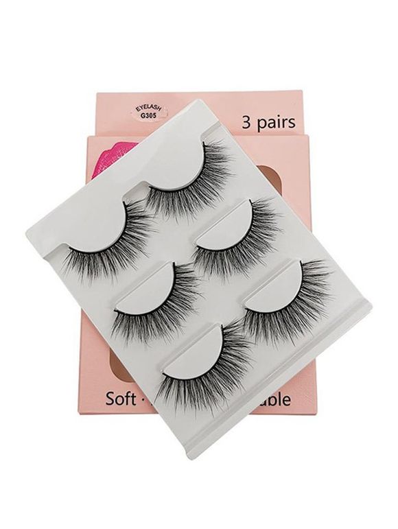 Ensemble de Faux-Cils Imperméables 3 Paires - Noir G305