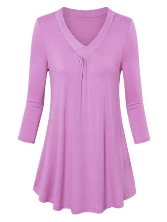 T-shirt Tunique Simple de Grande Taille - Violet clair 6XL