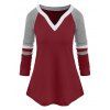 T-shirt en Couleur Contrastée Manches Raglan de Grande Taille - Rouge foncé 4XL
