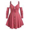 Haut avec Col Trou de Serrure à Épaule Dénudée Grande-Taille - Rouge Haricot L