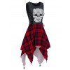 Robe Mouchoir Gothique à Carreaux Motif de Crâne - multicolor A 3XL