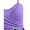 Robe Mi-Longue Fleur Croisé Contrasté à Taille Empire Style Bohémien - Violet clair XL