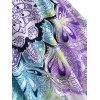 Robe Mi-Longue Fleur Croisé Contrasté à Taille Empire Style Bohémien - Violet clair XL