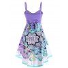Summer Bohemian Contrast Flower Crossover Sleeveless Empire Waist Midi Dress - LIGHT PURPLE XL