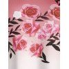 T-shirt en Couleur Ombrée Fleuri Imprimé de Grande Taille - Rose clair L