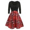 Robe à Carreaux Lune et Soleil Imprimés de Grande Taille 2 en 1 - Noir 1X