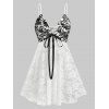 Ensemble de Body à Bretelle en Dentelle Transparente de Grande Taille et de T-String - Blanc 1X