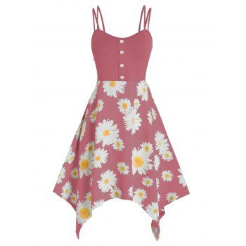 

Plus Size Daisy Flower Handkerchief Dual Strap Dress, Light pink
