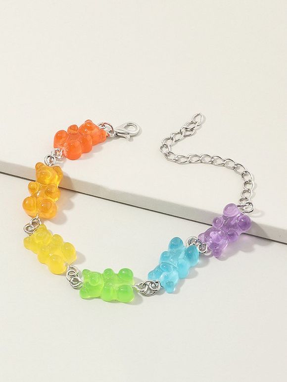 Colored Resin Bear Candy Shape Bracelet - multicolor A 