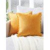 Housse de Coussin en Velours de Couleur Unie avec Pompon - Jaune W18 X L18 INCH