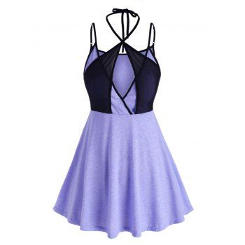 Image of Mesh Panel Crossover Plus Size Cami Top