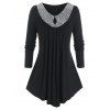 T-shirt Asymétrique de Grande Taille à Paillettes avec Trou de Serrure - Noir L