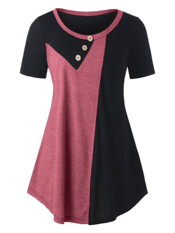T-shirt Bicolore de Grande Taille - Rouge Saint Valentin 5X