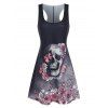 Robe Gothique Papillon Crâne Imprimés Nouée au Dos sans Manches - Noir 3XL