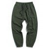 Pure Color Drawstring Beam Feet Pants - ARMY GREEN XS