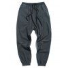 Pantalon en Couleur Unie à Pieds Etroits à Cordon - Gris Foncé XS
