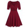 Robe Plissée Superposée à Manches Raglan - Rouge Vineux M