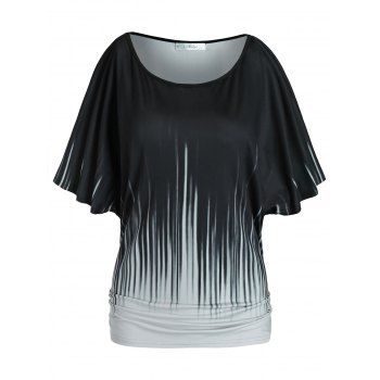 

Plus Size Batwing Sleeve Ruched T Shirt, Black