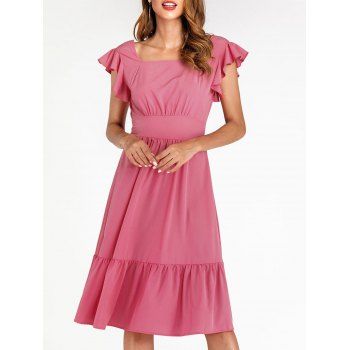 

Ruffle Armhole Open Back Midi Dress, Light pink
