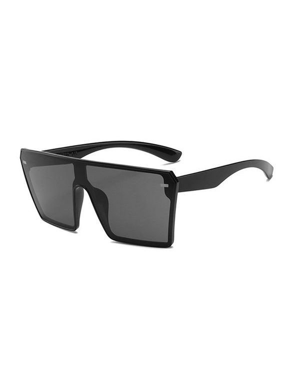 Lunettes de Soleil Carrées Rétro Surdimensionnées Une-Pièce - Noir 