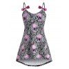 Haut d'Halloween à Bretelle Haut Bas Crâne et Nœud Papillon de Grande Taille - Rose clair 5X