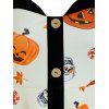 Halloween Pumpkin Print Button Cami A Line Dress - WARM WHITE XL