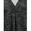 V Neck Lace Sleeve Knitted Longline T Shirt - DARK SLATE GREY M