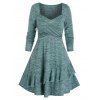 Robe Ligne A Superposée Teintée Tricotée - Cyan Opaque L