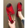 Chaussures Plates en Cuir à Double Boucles - Châtaigne Rouge EU 40