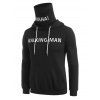 Sweat à Capuche Lettre Imprimée à Double Col avec Poche Kangourou - Noir L