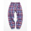 Pantalon Décontracté à Carreaux Imprimé Partout - Pourpre Moyen XL